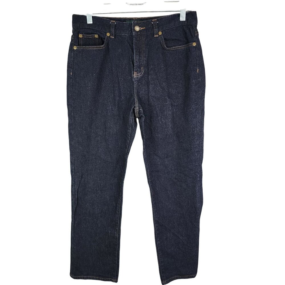 Womens Lauren Ralph Lauren Classic Straight Blue Denim Jeans Dark Wash Size 6
